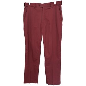Peter Christian Men's Burgundy Flat Front Chino Dress Pants Sz 34/28